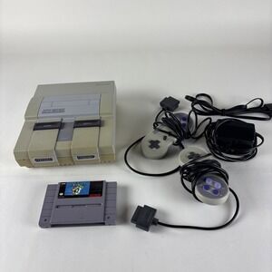 Super Nintendo SNES Console  Complete With AC&A/V Cords And 2 Controllers Mario